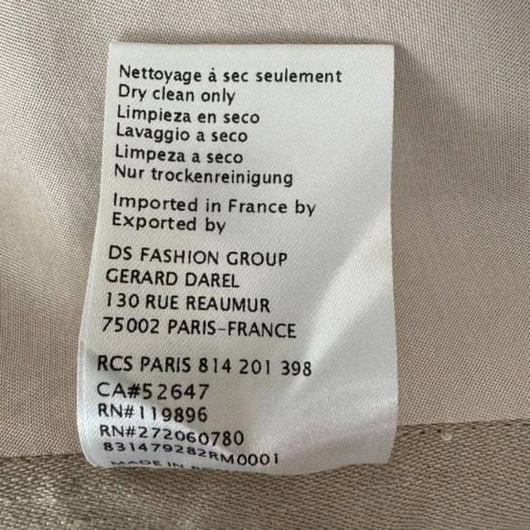 Gerard Darel Paris 100% Linen Oatmeal Light Tan Blazer Utility Jacket Size 14 - Picture 12 of 15